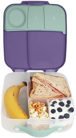 b.box 5-Compartment bento Style Lunch Box for Kids, Toddlers, Childrens, BPA-Free Food Storage Container with Cooler Pack, ON-The-GO Food Box with Handles Included Custom Divider, Lemon Twist