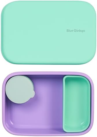 Blue Ginkgo Kids Silicone Lunch Box Set – Durable Heavy-Duty Silicone Bento Box, Microwave, Freezer, Dishwasher Safe – Airtight, BPA Free (Made in Korea, Coral)