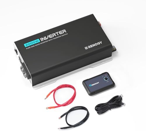 Renogy Pure Sine Wave Inverter 2000W Power Inverter 12V DC to 110V 120V AC Converter, Solar Inverter 12V to 110V 120V Converter with UPS Transfer Switch, Built-in Bluetooth, USB, Remote Controller