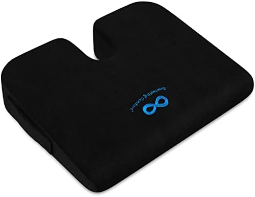 Everlasting Comfort Memory Foam Seat Cushion - Office Chair Cushion for Work, Travel, Car Support Pillow for Driving - Portable Seat for Chairs and Desks - Coussin Chaise - Black