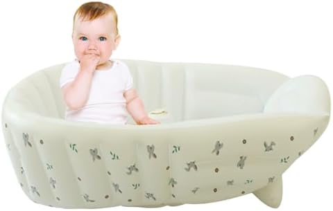 Baby Tubs - Inflatable Toddler Shower Tub - Adjustable Foldable Bathing Support Seat Bathroom Accessories for Beach Pool Outdoor Camping Travel