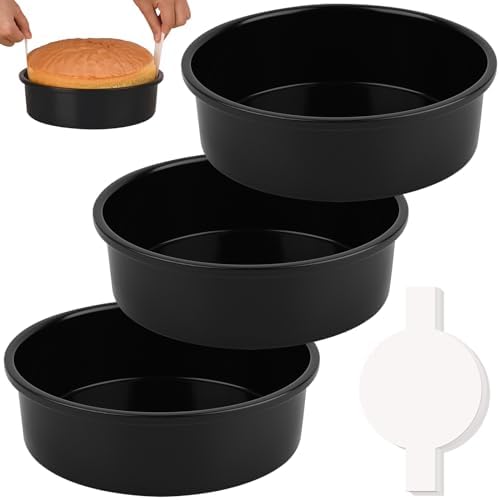 Purilite Select 3-Pack 8-Inch High Carbon Steel Cake Pans with 100 Parchment Papers