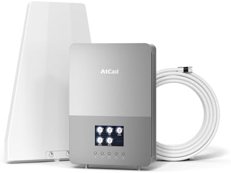 Atcall Cell Phone Booster for House, Up to 5,000 Sq Ft, Smart LCD Monitor, Band 12/17/13/5/2/25/4/66, 5G Compatible with All Canadian Carriers Rogers Bell TELUS, ISED Approved