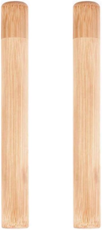 2 Pcs Eco-friendly Healthy Natural Bamboo Toothbrush Storage Empty Portable Reusable Toothbrush Container Holder Personal Cleaning Tools Case Tube for Travel Trip