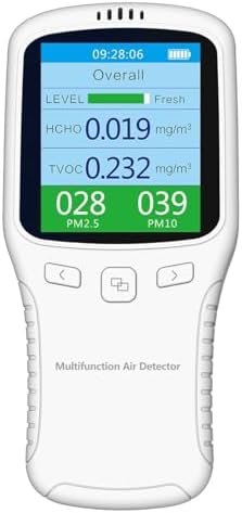 Air Quality Tester, 8 in 1 Air Quality Monitor Indoor,Formaldehyde Detector, voc Meter, Detect Indoor HCHO,TVOC,AQI,PM2.5,PM10,PM1.0,Temperature and Humidity Tester (Black)