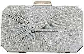 CORIOS Pleated Evening Bag Sparkly Sequin Clutch Bag for Women Sparkly Handbag Bridal Wedding Purse Elegant Crossbody Bag