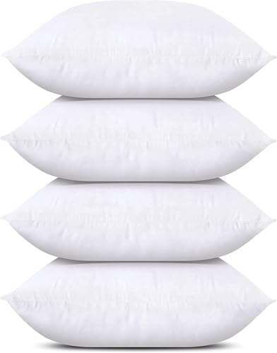 Utopia Bedding Throw Pillows (Set of 4, White), 18 x 18 Inches Pillows for Sofa, Bed and Couch Decorative Stuffer Pillow