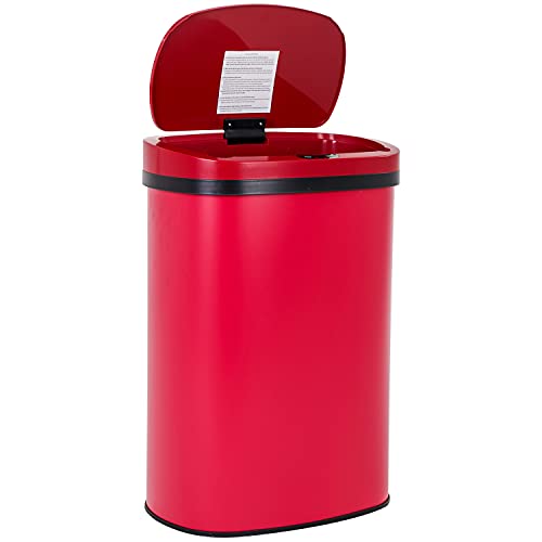 13 Gallon 50 Liter Garbage Can Kitchen Trash Can with Lid Automatic Sensor Touch Free Stainless Steel Waste Bin for Bathroom Bedroom Home Office,Black