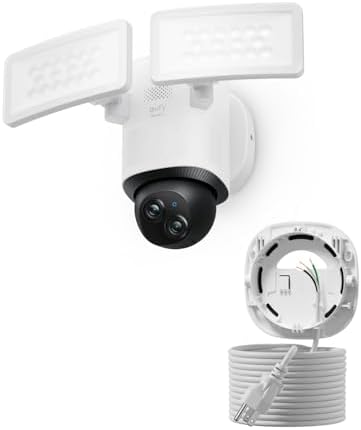 eufy Floodlight Camera E340 with AC Cable, Security Camera Outdoor, 360° PTZ, 24/7 Recording, 2.4G/5G Wi-Fi, 2000 LM, Motion Detection, Built-in Siren, Dual Cam, HB3 Compatible, No Monthly Fee