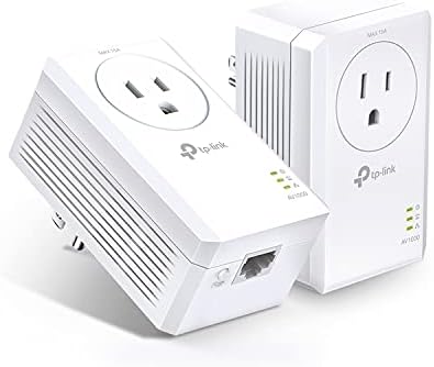 TP-Link AV1000 Powerline Ethernet Adapter(TL-PA7017P KIT) - Gigabit Port, Plug and Play, Extra Power Socket for Additional Devices, Ideal for Smart TV