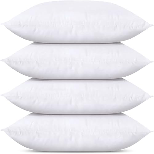 Utopia Bedding Throw Pillows (Set of 4, White), 18 x 18 Inches Pillows for Sofa, Bed and Couch Decorative Stuffer Pillow