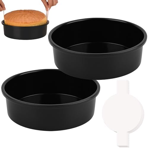 Purilite Select 3-Pack 8-Inch High Carbon Steel Cake Pans with 100 Parchment Papers