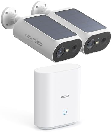 AOSU Solar Security Cameras Wireless Outdoor, 4 Cam-Kit, No Monthly Fees, Local Storage, Home Security Cameras System with Integrated Solar Panel, Easy Setup, 2K Color Night Vision, 5G & 2.4G WiFi