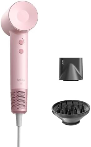 Laifen Hair Dryer SE, Blow Dryer with Diffuser & Nozzle for Curly Hair, 200M Ionic Hair Dryer with 105,000 RPM Low Noise Brushless Motor for High-Speed Drying, for Travel & Home 2024 Upgraded (Purple)