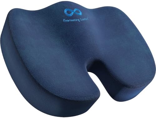 Everlasting Comfort Memory Foam Seat Cushion - Office Chair Cushion for Work, Travel, Car Support Pillow for Driving - Portable Seat for Chairs and Desks - Coussin Chaise - Black