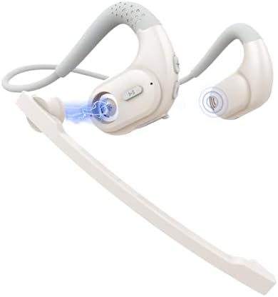 BANIGIPA Bluetooth Headset with Removable Microphone, Noise Cancelling Wireless Headset for Phones Laptop Computer PC, Open Ear Headphones for Office Meeting Running Cycling Driving Working-12 Hrs