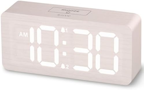 Purilite Select Wooden Digital Alarm Clock with Large LED Display