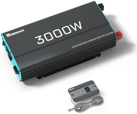 Renogy Pure Sine Wave Inverter 1000w Power Inverter DC 12v to AC 110v, Solar Inverter 12v to 110v Converter with 5V/2.1A USB Port, 2 AC Ports, Remote Controller