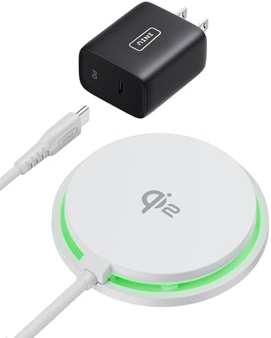 INIU Magnetic Wireless Charger, Qi2 Certified 15W Fast Mag-Safe Wireless Charging Pad with Cooling Fan & LED Light, for iPhone 16 15 14 13 12 Series, AirPods, and More (Adapter Included)