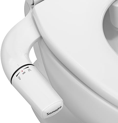 SAMODRA Ultra-Slim Bidet, Minimalist Bidet for Toilet with Non-Electric Dual Nozzle (Frontal & Rear Wash) Adjustable Water Pressure, Fresh Water Bidet Toilet Seat Attachment, Easy to Install