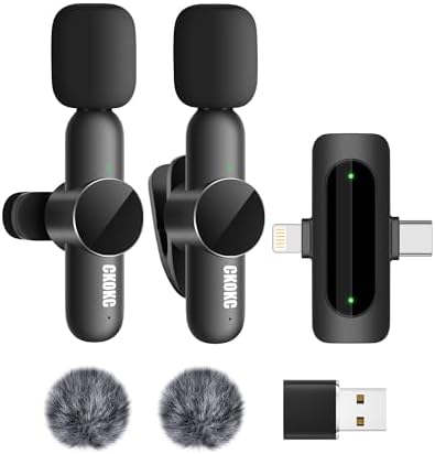 CKOKC Wireless Microphone for iPhone - Android Phone and Laptop PC, USB Microphones for Podcasting, Lavalier Microphone for Interview Video Vlog YouTube