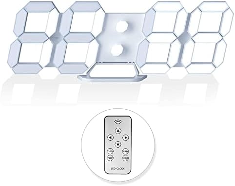 EDUP HOME 3D LED Wall Clock Desk Alarm Clock 7 Colors 9.7" with Remote Control, Digital Alarm Clock Adjustable Brightness Timer 12/24 Hr Time/Date/Temperature for Kid Bedroom/Kitchen/Office