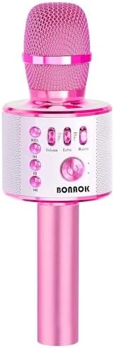 BONAOK Wireless Bluetooth Karaoke Microphone,3-in-1 Portable Instrument Wireless Microphone Mic Speaker Machine Home Party Birthday for All Smartphones(Black)