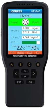 Air Quality Tester, 8 in 1 Air Quality Monitor Indoor,Formaldehyde Detector, voc Meter, Detect Indoor HCHO,TVOC,AQI,PM2.5,PM10,PM1.0,Temperature and Humidity Tester (Black)