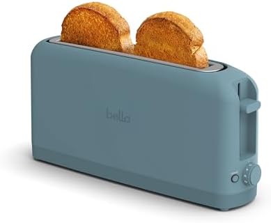 bella 2 Slice Slim Toaster, Fits-anywhere™ Kitchenware, 6 Setting Shade Control with Reheat & Cancel Buttons, Fits sourdough, 10” Long Slot, Anti Jam & Auto Shutoff, 900 Watt, Surf