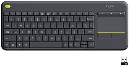 Logitech K400 Plus Wireless Touch TV Keyboard With Easy Media Control and Built-in Touchpad, HTPC Keyboard for PC-connected TV, Windows, Android, Chrome OS, Laptop, Tablet - Black