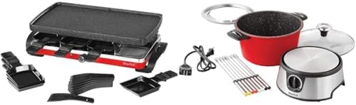 Starfrit The Rock Electric Raclette - 8 Person Party Grill - 8 Spatulas - Reversible Plate - 1500W