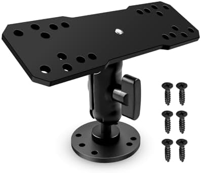 Aluminum Fish Finder Mount Compatible with Garmin Lowrance Humminbird, 5.9In Adjustable Medium Arm with 1.5In C Size Ball, Depth Finder Holder with Universal AMPS for Marine-Grade Boat Kayak