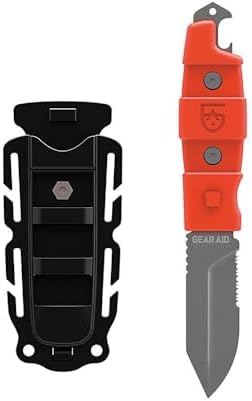 GEAR AID Buri Drop Point Knife with Sheath, Orange, 3” Blade