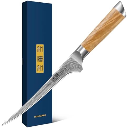 HOSHANHO Damascus Fillet Knife 7 Inch, Professional VG-10 Super Steel Boning Knife, Ultra Sharp Fish Knife with Ergonomic Handle