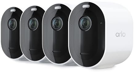 Arlo Pro 5S Spotlight Security Camera 2K HDR | Outdoor | Wire-Free with Spotlight | Dual-Band Wi-Fi Connects to The Strongest Network | 12X Zoom, 2-Way Audio, Color Night Vision, White, 4 Cameras