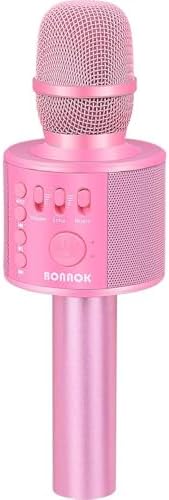 BONAOK Wireless Bluetooth Karaoke Microphone,3-in-1 Portable Instrument Wireless Microphone Mic Speaker Machine Home Party Birthday for All Smartphones(Black)