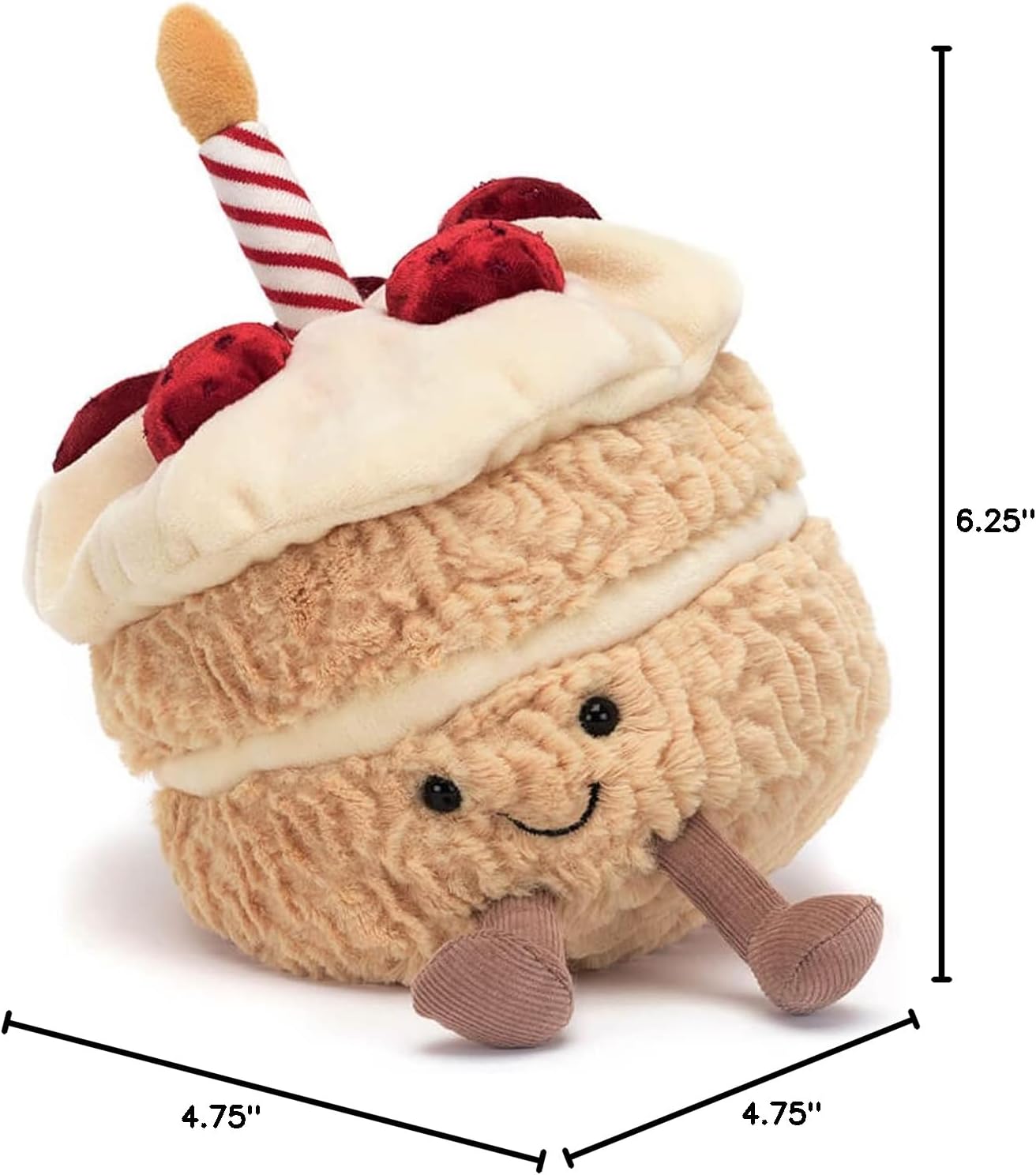 Jellycat Amuseables Birthday Cake Stuffed Toy, 6 inches | Dessert Plush | Birthday Gift