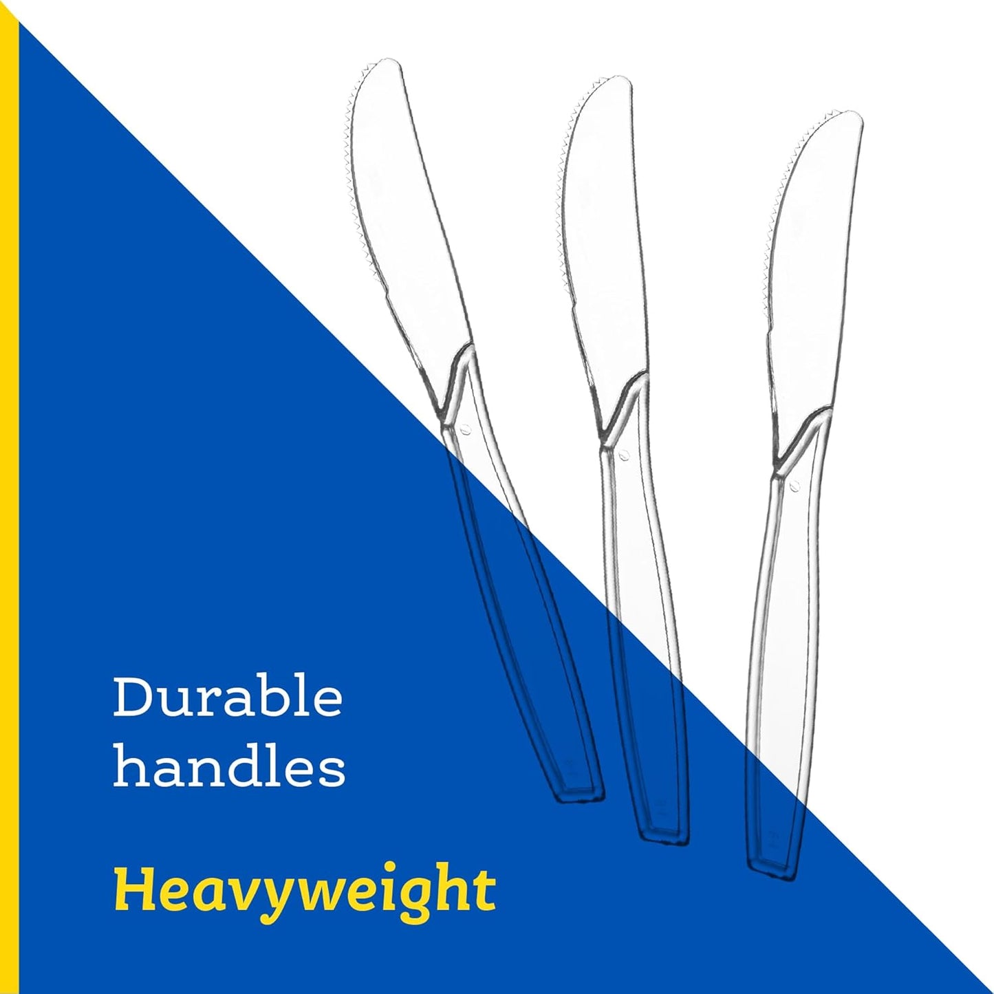 Disposable Clear Plastic Cutlery Disposable utensils Heavyweight 100 Count (Knives)