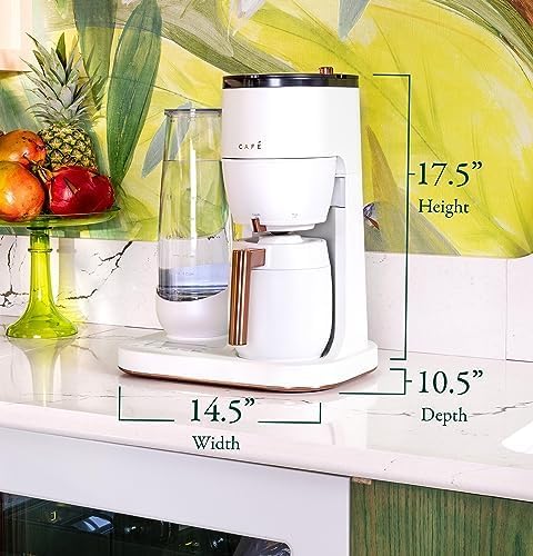 Café Specialty Grind and Brew Coffee Maker, Single-Serve to 10-Cup Thermal Carafe, with Built-In Bean Grinder & Removable 75oz Water Reservoir, WiFi & Smart Connected, SCA Certified, Matte White - PuriLite