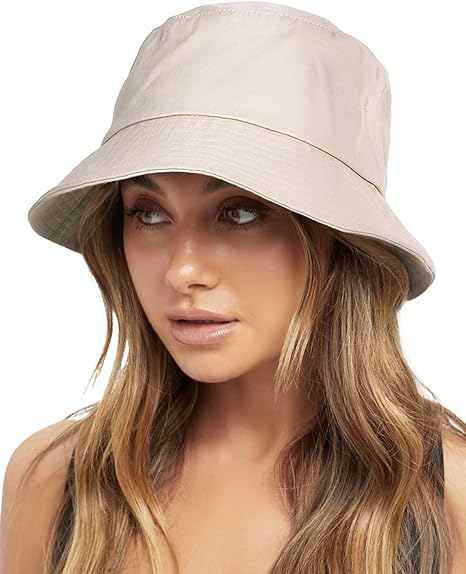 FURTALK Bucket Hats for Women Washed Cotton Packable Summer Beach Sun Hats Mens Womens Bucket Hat with Strings for Travel