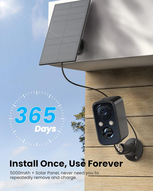Security Camera Wireless Outdoor Solar - FOAOOD Camera Surveillance Exterieur for Home Security Color Night Vision PIR Human Detection 2-Way Talk IP66 Waterproof 2.4Ghz Only-Black