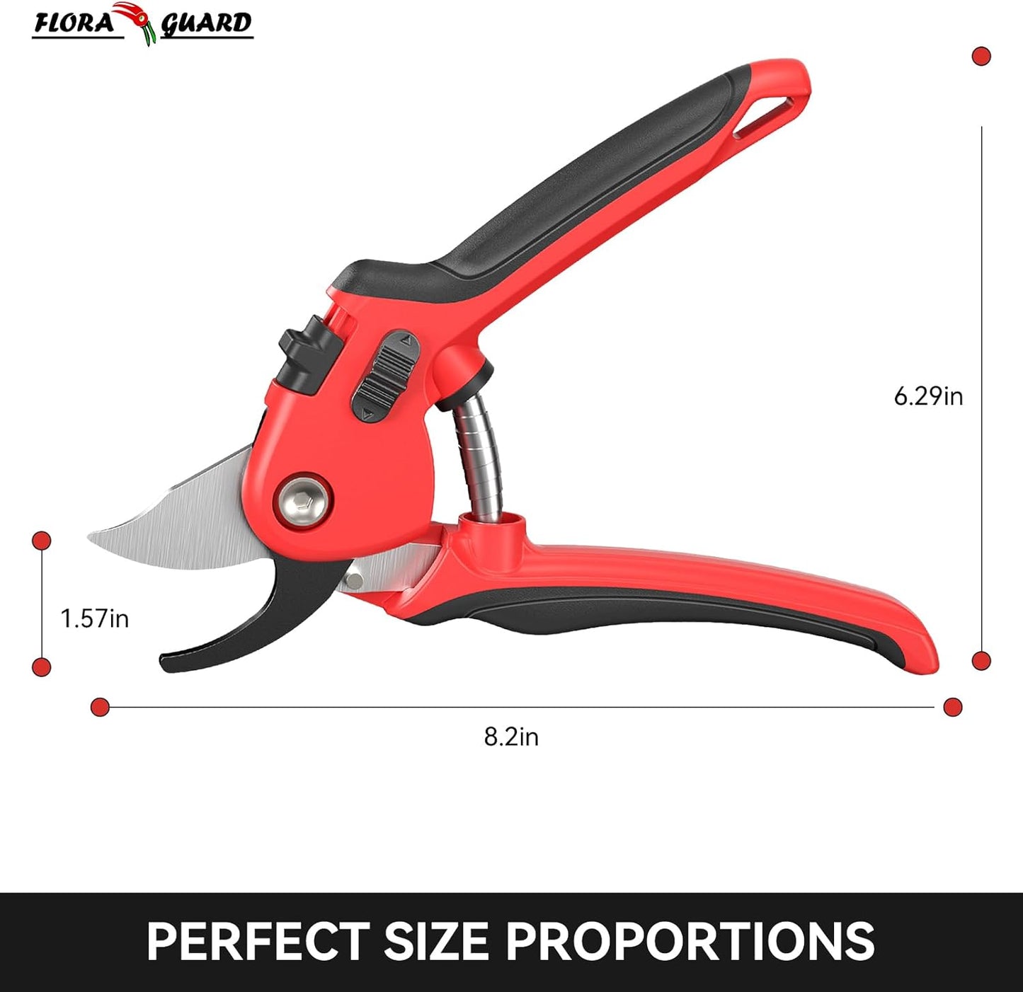 Flora Guard Bypass Pruning Shears, Professional Garden Pruning Shears (Long Blade)