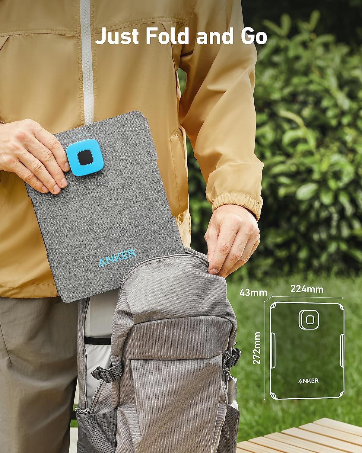 Anker Solix Solar Panel PS30, 5mm Portable Solar Panel, 30W Foldable Solar Charger, IP65 Water and Dust Resistance, Ultra-Fast Charging, Charges 2 Devices at Once, For Outdoor Camping, Hiking