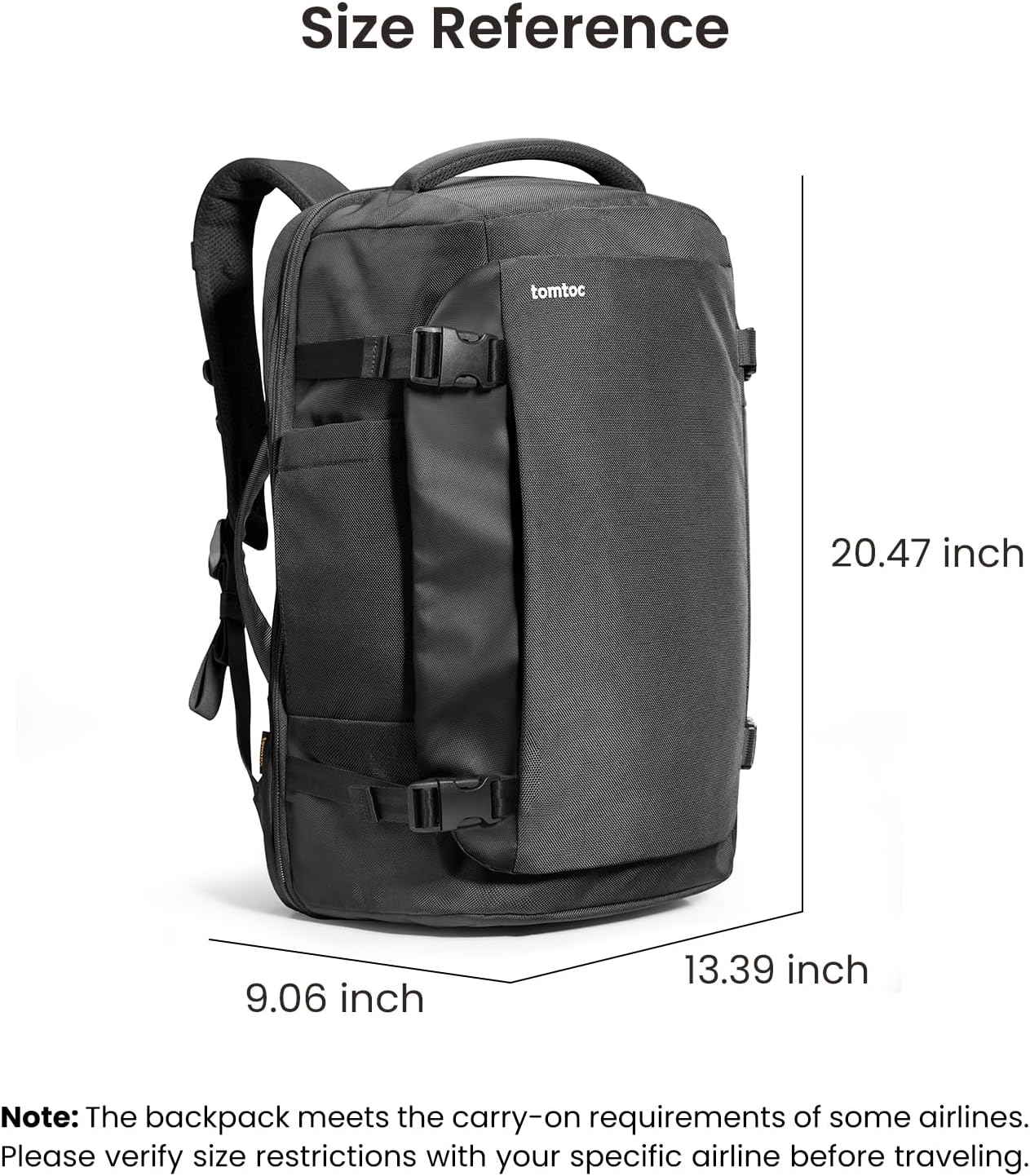 tomtoc Travel Backpack 40L, TSA Friendly Flight Approved Carry-on Luggage Hand Backpack, Water-resistant Lightweight Business Rucksack, Durable Large Weekender Bag Daypack Fits 17.3 Inch Laptop