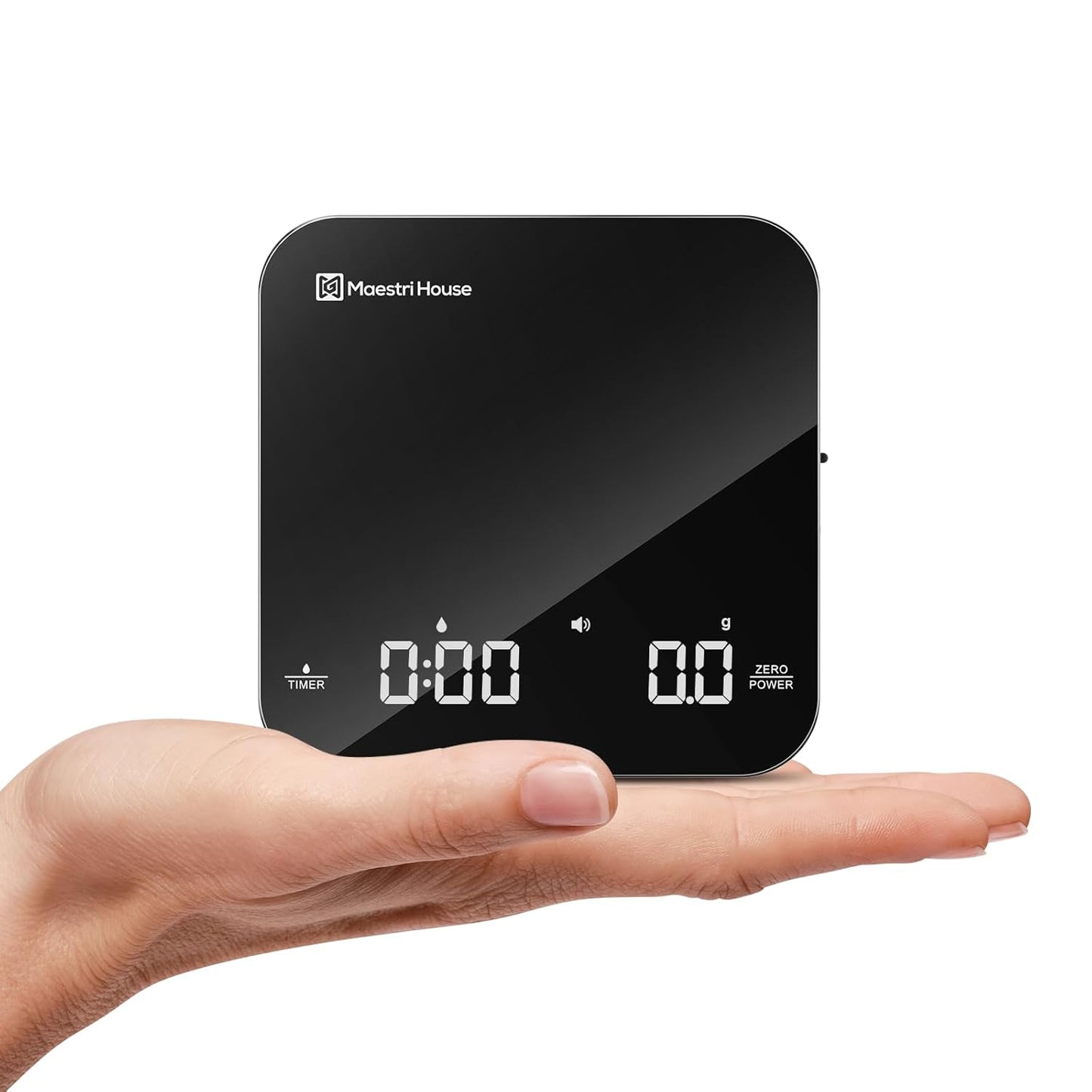 Rechargeable Mini Coffee Scale with Timer, Maestri House Espresso Scale, 2kg/0.1g Accurate Scale for Espresso and Pour-Over Coffee, Portable Digital Kitchen Scale with Automatic Timing(Black&Silver)