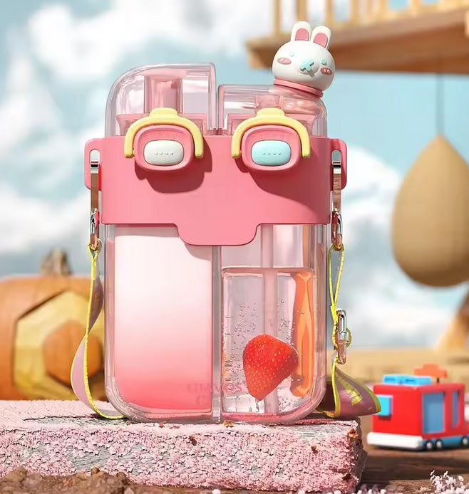 Purilite Select Kids Dual Drink Water Bottle with Straw – BPA-Free Portable Two-Compartment Water Cup with Strap for School, Travel and Outdoor Use - PuriLite