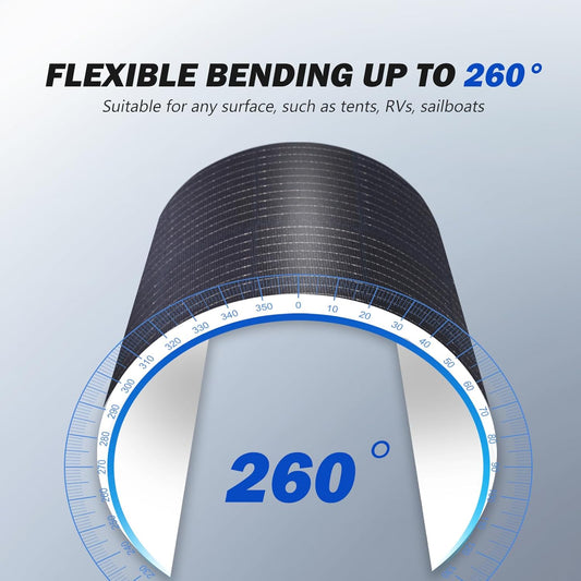 ATEM POWER Solar Panel 55W Portable Solar Panel 245° Bendable flexible solar panel kit 12 volt solar panels Monocrystalline with Uneven Surfaces Lightweight for RV Tent Roof Boat Cabin Marine Camping