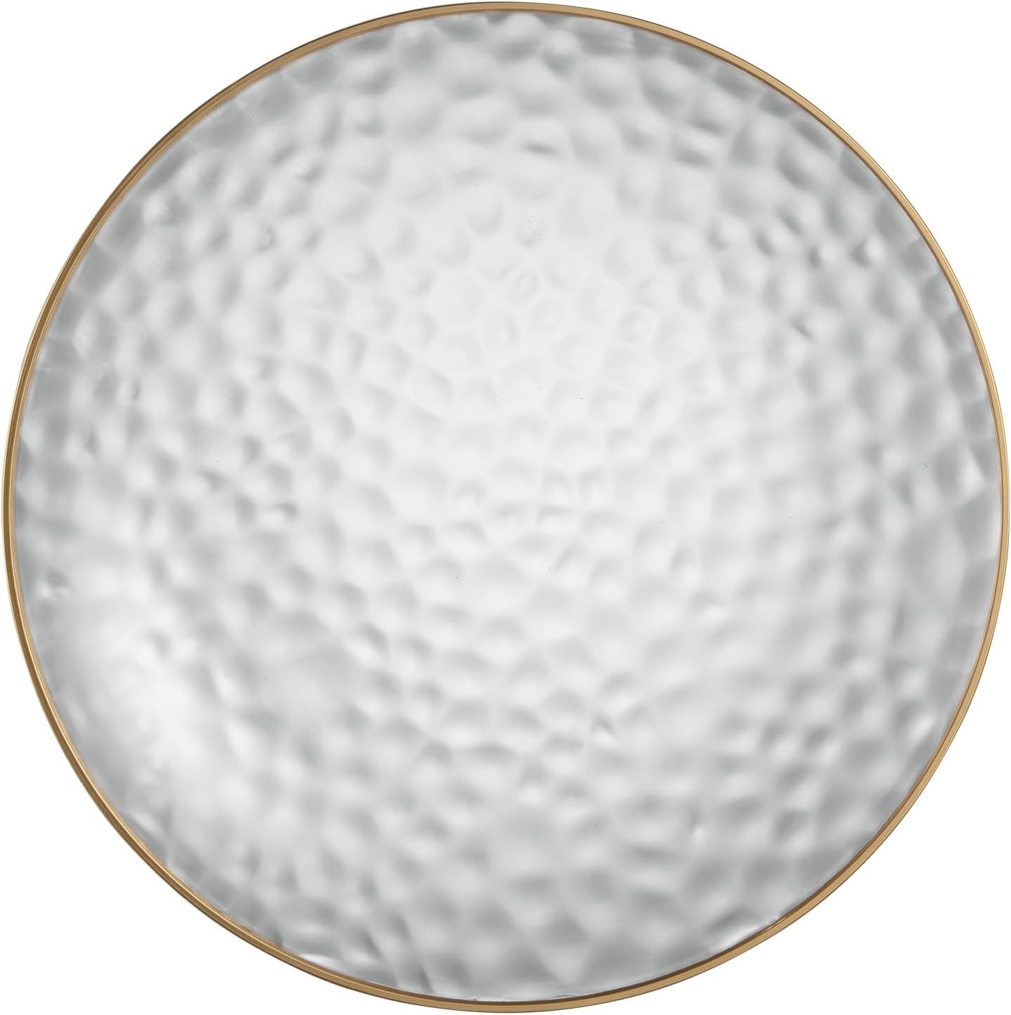 30 Pack Hammered Plastic Plates Heavyweight Disposable Plastic Plates Elegant Clear Hammered Rim Platsic Party Dishes (Hamered Clear With Gold Rim, 7'' INCH PLATES)