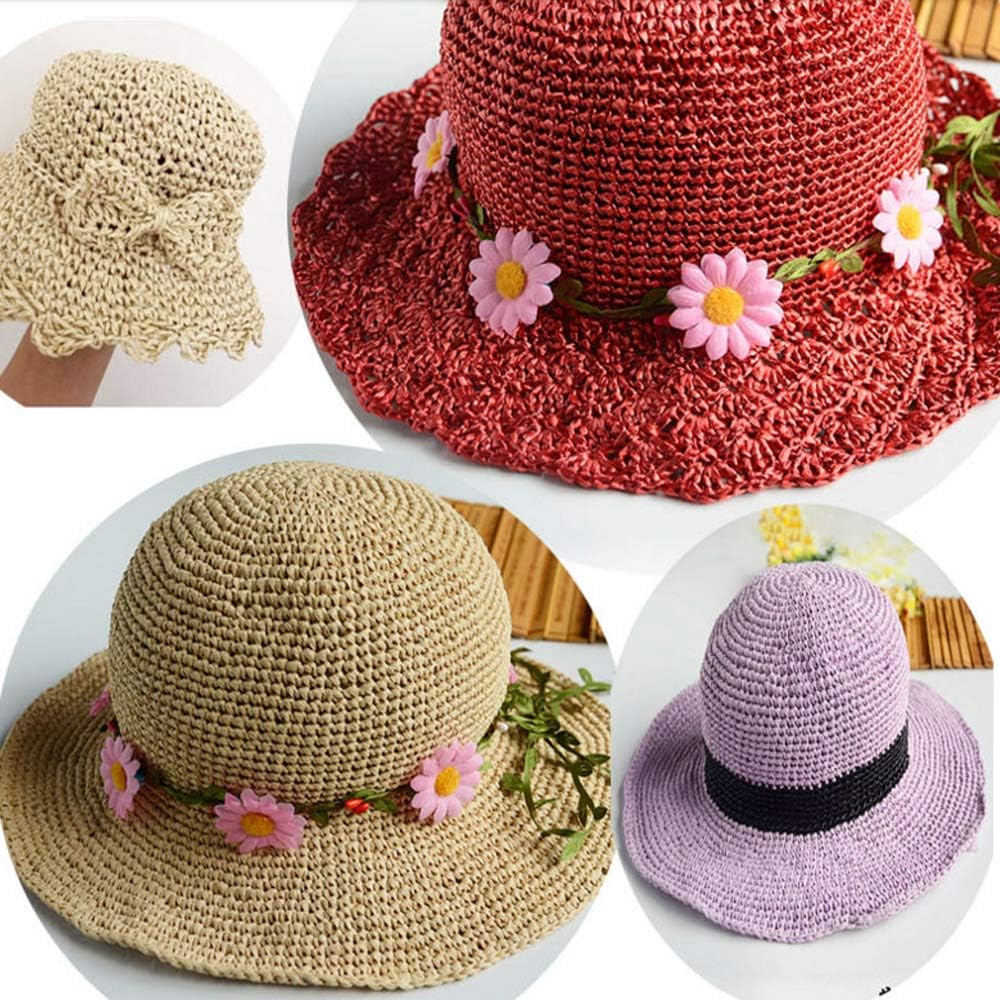Beige Raffia Straw Beach Bag & Summer Sun Hat Kit - 500g Hand Crocheting Raffia Yarn, Cellulose Yarn