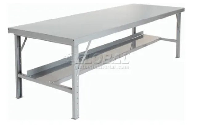 Global Industrial™ Extra Long Assembly Workbench, 84 x 34", Folding Leg, Steel Square Edge